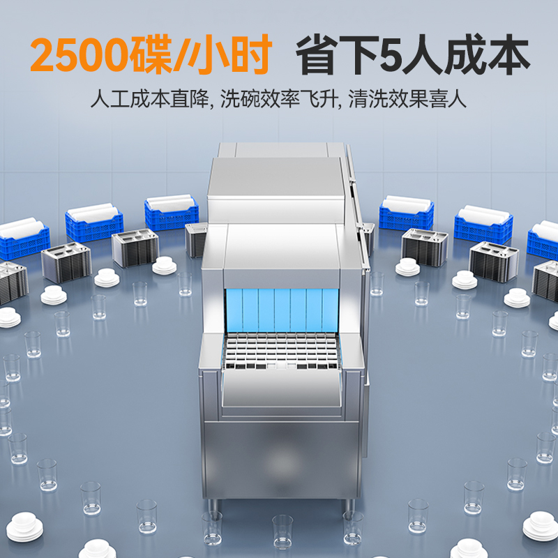 麥大廚旗艦款2.95m平放式雙缸單噴淋長龍式洗碗機(jī) 