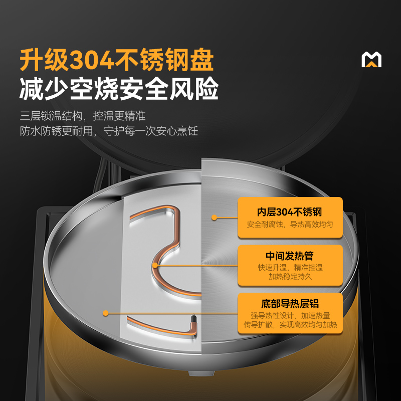 麥大廚220V食堂烙餅機數(shù)顯標準款商用電餅鐺(不銹鋼5cm)