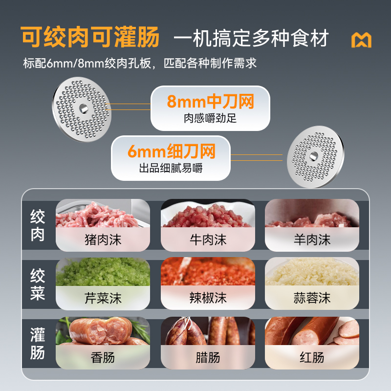 麥大廚豪華款3KW多功能可脫卸灌腸機(jī)碎肉機(jī)商用立式絞肉機(jī)