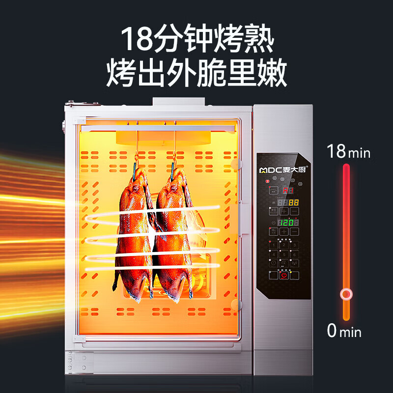 麥大廚酒樓專用商用烤鴨爐帶微波自動清洗透窗旋轉(zhuǎn)電熱