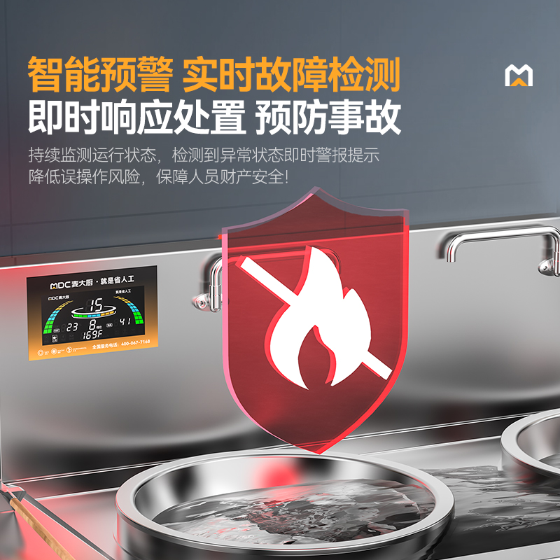 麥大廚星麥款304材質(zhì)電磁大炒爐雙頭大鍋灶1000